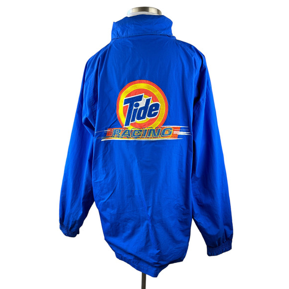 Tide Downy Jacket Blue Nylon Embroidered Full Zip Shell Windbreaker Men's XL - Picture 3 of 15